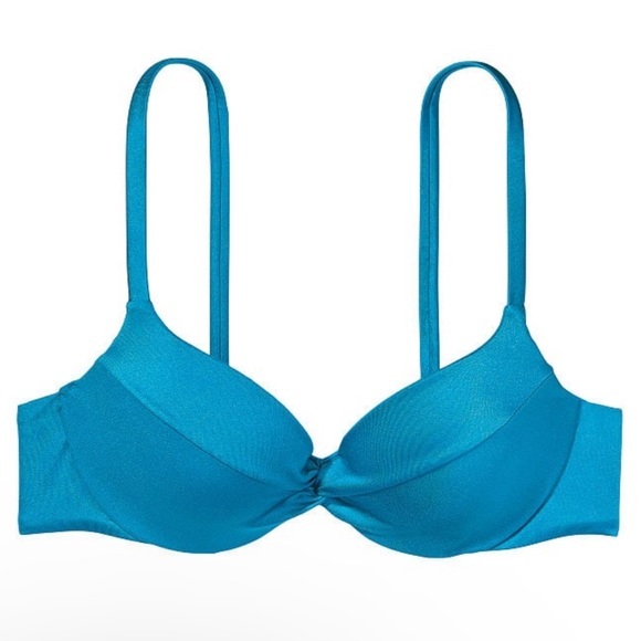 NWT Victoria’s Secret Shoreline Blue Removable Twist Push Up Bikini Top 40C - Picture 3 of 4